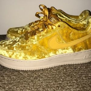 Yellow Velvet Air Force 1s low